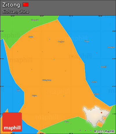 Political Simple Map of Zitong