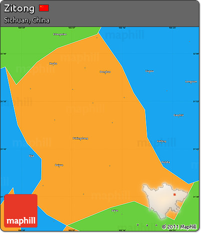 Political Simple Map of Zitong