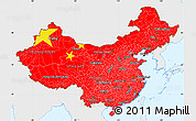 Flag Simple Map of China, single color outside, flag centered