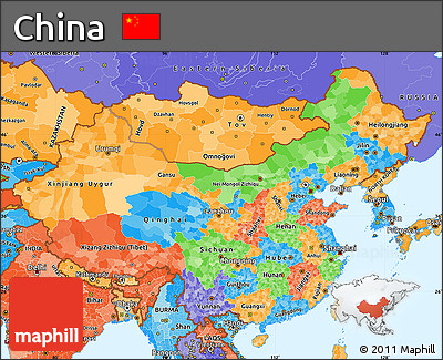 Political Simple Map of China, political shades outside