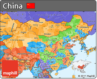 Political Simple Map of China, political shades outside
