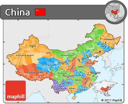 Political Simple Map of China, single color outside