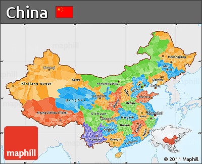 Political Simple Map of China, single color outside