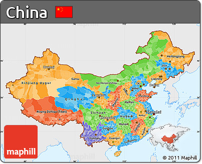 Political Simple Map of China, single color outside