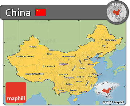 Savanna Style Simple Map of China, single color outside