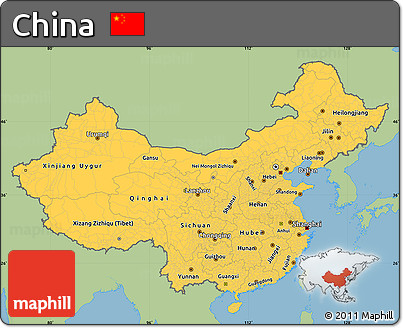 Savanna Style Simple Map of China, single color outside