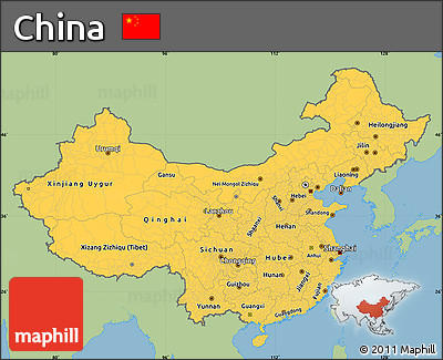 Savanna Style Simple Map of China, single color outside