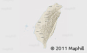 Shaded Relief 3D Map of Taiwan, cropped outside