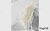 Shaded Relief 3D Map of Taiwan, desaturated