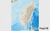 Shaded Relief 3D Map of Taiwan, political outside