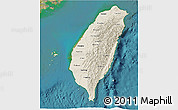 Shaded Relief 3D Map of Taiwan, satellite outside