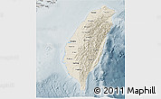 Shaded Relief 3D Map of Taiwan, semi-desaturated