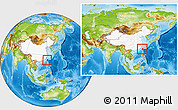 Physical Location Map of Taiwan, highlighted country, within the entire country