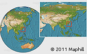Satellite Location Map of Penghu, highlighted parent region, within the entire country