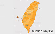 Political Shades Simple Map of Taiwan, cropped outside