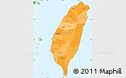 Political Shades Simple Map of Taiwan, political outside