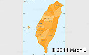 Political Shades Simple Map of Taiwan, single color outside, borders and labels