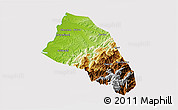 Physical 3D Map of Xinzhu, cropped outside