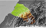 Physical 3D Map of Xinzhu, darken, desaturated