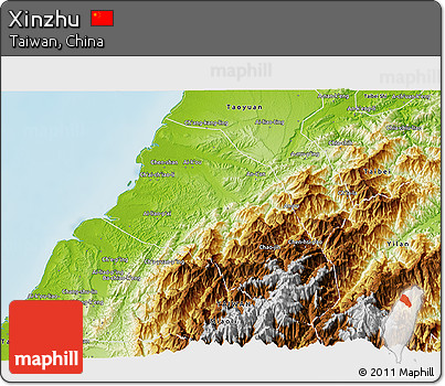 Physical 3D Map of Xinzhu