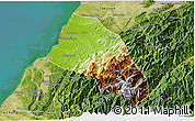 Physical 3D Map of Xinzhu, satellite outside