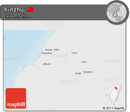 Physical 3D Map of Xinzhu, single color outside