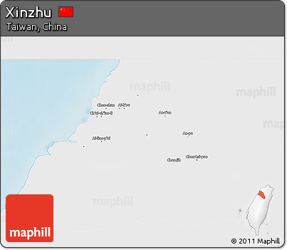 Physical 3D Map of Xinzhu, single color outside