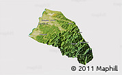 Satellite 3D Map of Xinzhu, cropped outside