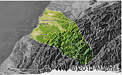 Satellite 3D Map of Xinzhu, desaturated