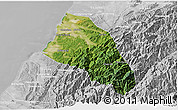 Satellite 3D Map of Xinzhu, lighten, desaturated