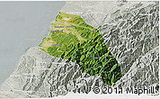 Satellite 3D Map of Xinzhu, lighten, semi-desaturated