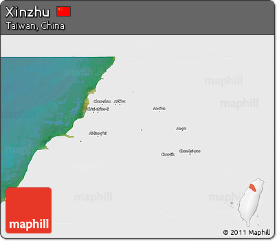 Satellite 3D Map of Xinzhu, single color outside