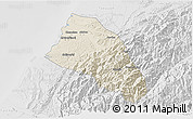 Shaded Relief 3D Map of Xinzhu, lighten, desaturated