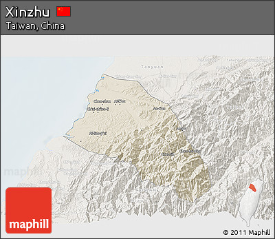 Shaded Relief 3D Map of Xinzhu, lighten