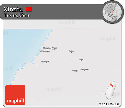 Shaded Relief 3D Map of Xinzhu, single color outside