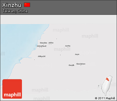 Shaded Relief 3D Map of Xinzhu, single color outside