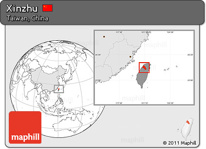 Blank Location Map of Xinzhu, highlighted country, highlighted parent region