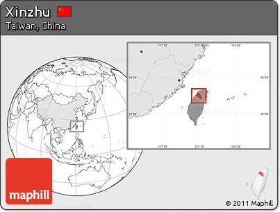 Blank Location Map of Xinzhu, highlighted country, highlighted parent region