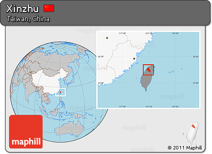 Gray Location Map of Xinzhu, highlighted country, highlighted parent region