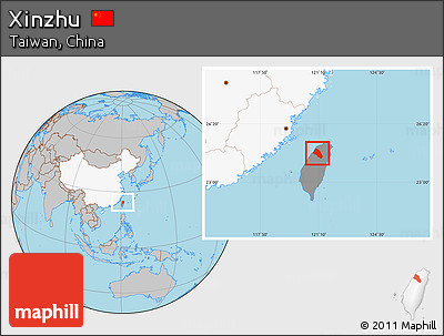 Gray Location Map of Xinzhu, highlighted country, highlighted parent region