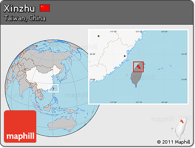 Gray Location Map of Xinzhu, highlighted country, highlighted parent region