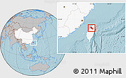 Gray Location Map of Xinzhu, highlighted country, hill shading