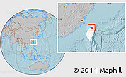 Gray Location Map of Xinzhu, highlighted parent region, hill shading