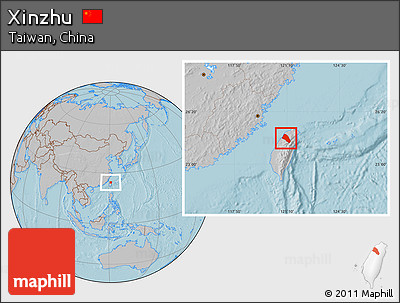 Gray Location Map of Xinzhu, hill shading