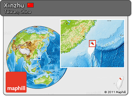 Physical Location Map of Xinzhu, highlighted parent region