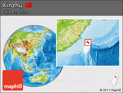 Physical Location Map of Xinzhu, highlighted parent region