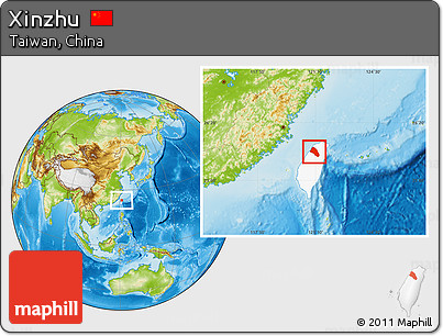 Physical Location Map of Xinzhu, highlighted parent region