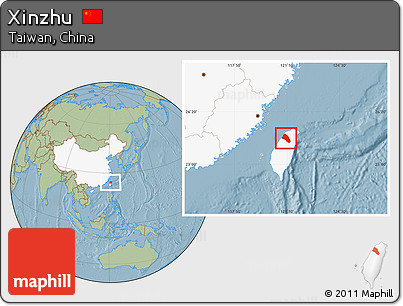Savanna Style Location Map of Xinzhu, highlighted country, hill shading