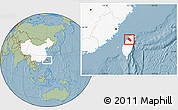 Savanna Style Location Map of Xinzhu, highlighted country, hill shading