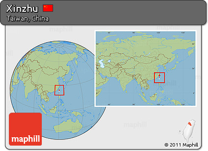 Savanna Style Location Map of Xinzhu, highlighted parent region, within the entire country